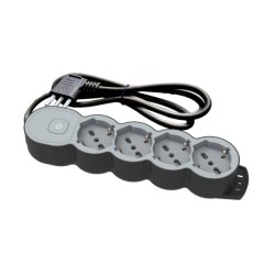 MULTIPRESA 4 PRESE P40 CON ON/OFF, SPINA 16A, NERA E GRIGIA, CAVO 1,5MT