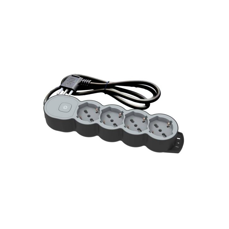 MULTIPRESA 4 PRESE P40 CON ON/OFF, SPINA 16A, NERA E GRIGIA, CAVO 1,5MT