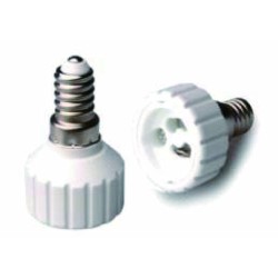 ADATTATORE DI ATTACCO PER LAMPADINA E14-GU10 CORPO TERMOPLASTICO BIANCO