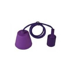 PENDEL CON PORTALAMPADA SILICONE E27 CAVO TESSUTO M1 VIOLA