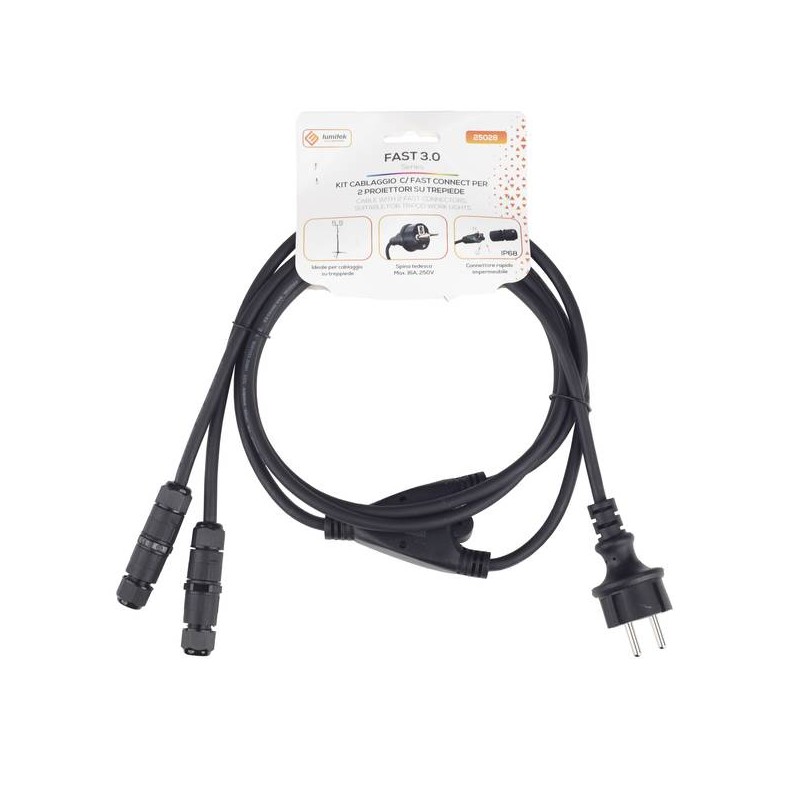 KIT CABLAGGIO  C/ FAST CONNECT IP65 PER 2 PROIETTORI SU TREPIEDE