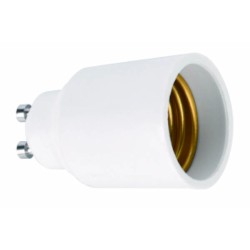 ADATTATORE DI ATTACCO PER LAMPADINA GU10-E27 CORPO TERMOPLASTICO BIANCO