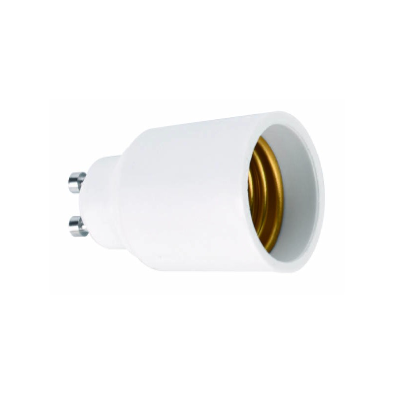 ADATTATORE DI ATTACCO PER LAMPADINA GU10-E27 CORPO TERMOPLASTICO BIANCO