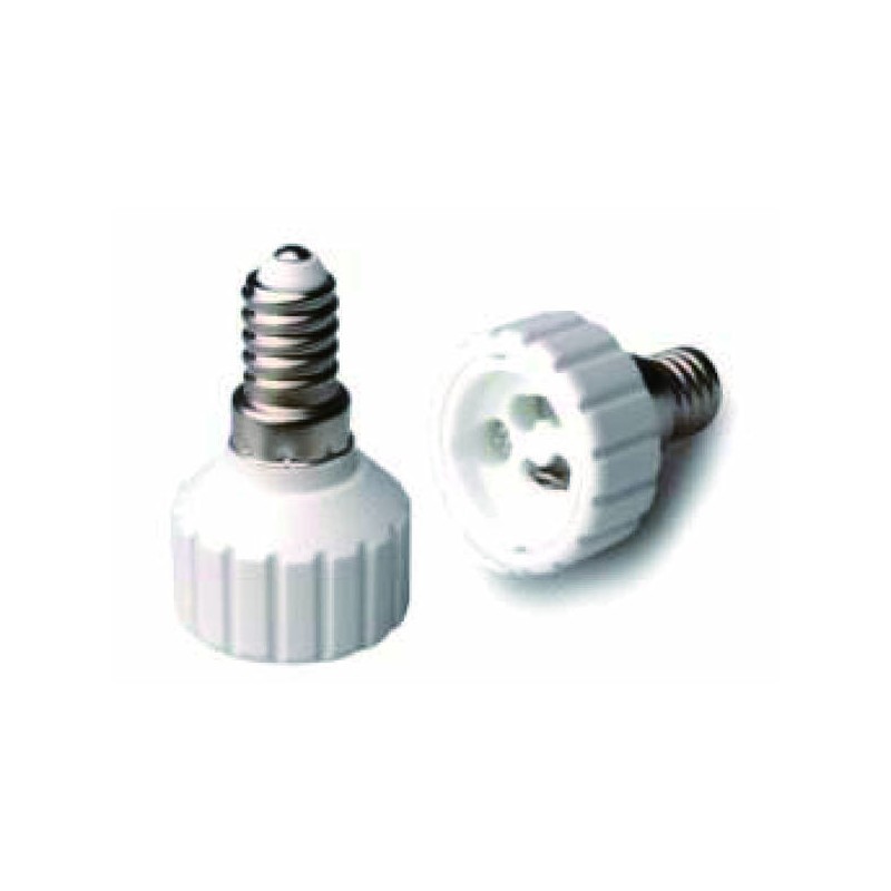 ADATTATORE DI ATTACCO PER LAMPADINA E14-GU10 CORPO TERMOPLASTICO BIANCO