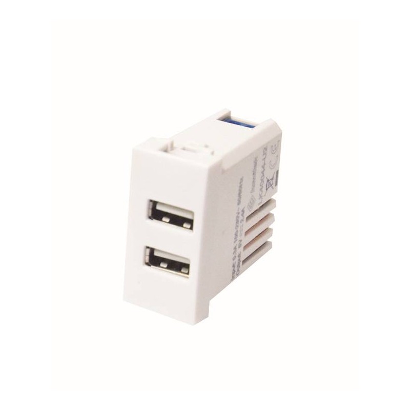 MODULO KIT 2 USB 16A 230V OUTPUT: 5V 2.1A, BIANCO