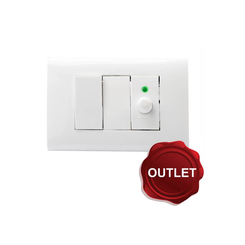KIT CON 1 PULSANTE + 1 VAR.DI LUCE DIMMER 230V 100-900W+COPRIF+PLACCA