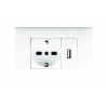 KIT 3 MODULI CON SUPPORTO+PLACCA+PRESA UNIVERSALE+MODULO USB 2.1A BIANCO