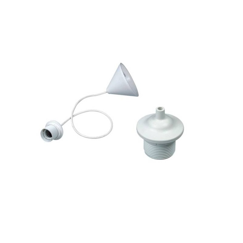 PENDEL C/PORTALAMPADA E27 C/FERMO+GHIERA ROSONE CAVO2X0,75MM 80CM BIANCO