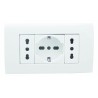 KIT 4 MODULI C/SUPPORTO+PLACCA+2 PRESE BIPASSO+1 PRESA UNIVERSALE BIANCO