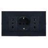 KIT 4 MODULI CON SUPPORTO+PLACCA+2 PRESE BIPASSO+1 PRESA UNIV ANTRACI