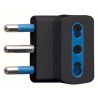 ADATTATORE SPINA 16A 2P+T 3 PRESE BIPASSO 10/16A IMQ NERO SFUSO