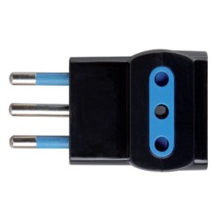 ADATTATORE SPINA 10A 2P+T 3 PRESE 10A 2P+T IMQ NERO SFUSO